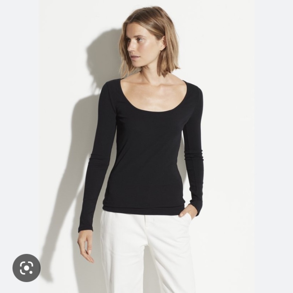 Vince Rib Scoop Neck Long Sleeve T Shirt NWOT